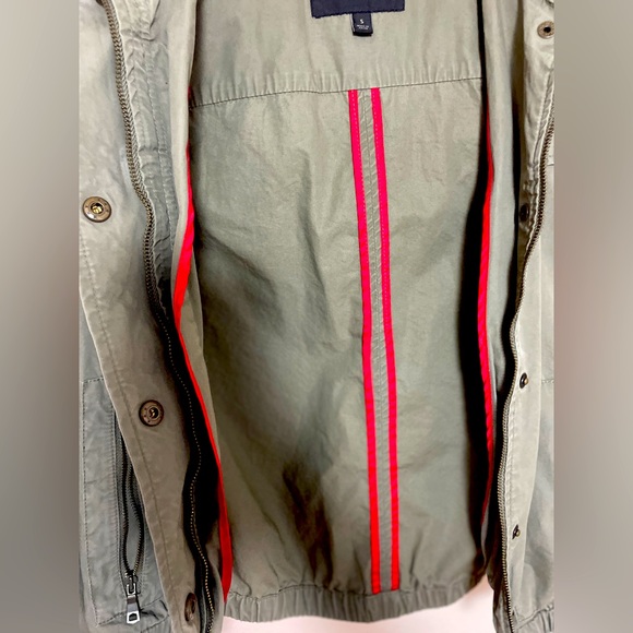 Banana Republic Bomber Jacket Womens sz S Olive Green Packable Hoodie Hipster - Picture 14 of 15